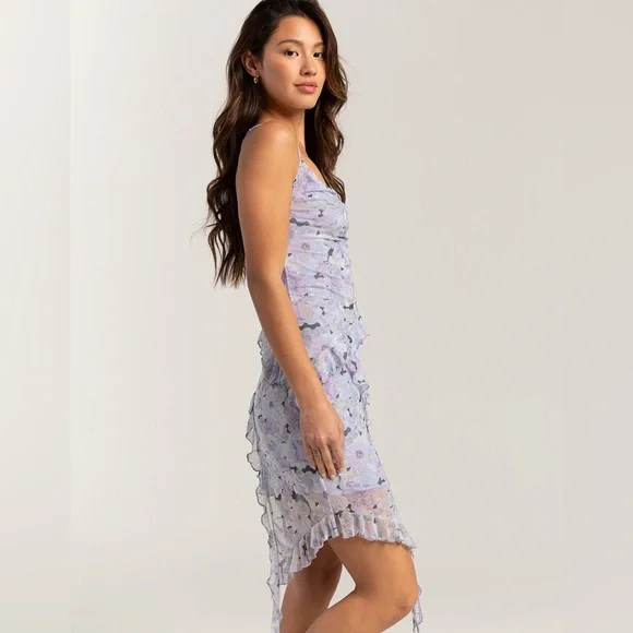 NWT Full Tilt Waterfall Mesh Printed Womens Slip Dress - Picture 4 of 14